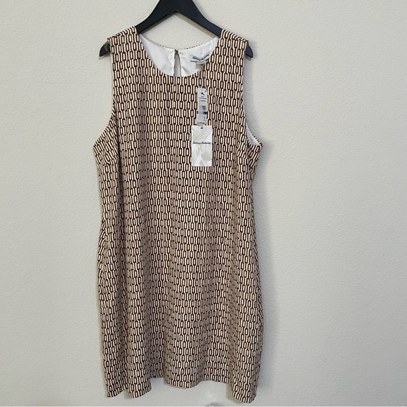 NWT TOMMY BAHAMA Island Key Geometric Print Silk Sleeveless Shift Dress - Picture 6 of 10